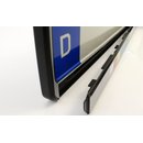 Schwarz-Silber Kennzeichenhalter (Premium) mit Wunschbeschriftung im UV-Digitaldirektdruck